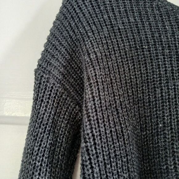 Forever 21 Women's Crop Top Lace-Up Back Sweater Black/Grey Knit Long Sleeves SM - Picture 10 of 10